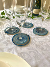 Load image into Gallery viewer, polished blue agate slice drink coasters - set of 4