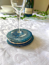 Load image into Gallery viewer, polished blue agate slice drink coasters - set of 4