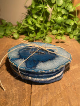 Load image into Gallery viewer, polished blue agate slice drink coasters - set of 4