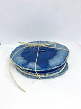 Load image into Gallery viewer, polished blue agate slice drink coasters - set of 4