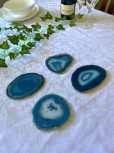 Load image into Gallery viewer, polished teal agate slice drink coasters - set of 4 TCMD0001