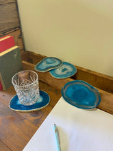 Load image into Gallery viewer, polished teal agate slice drink coasters - set of 4 TCMD0001