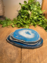 Load image into Gallery viewer, polished teal agate slice drink coasters - set of 4 TCMD0001