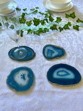 Load image into Gallery viewer, polished teal agate slice drink coasters - set of 4 TCMD0001
