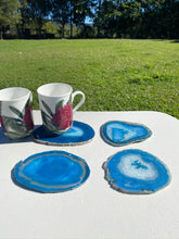 Load image into Gallery viewer, polished teal agate slice drink coasters - set of 4 TCMD0001