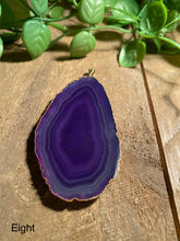 Load image into Gallery viewer, Purple Agate pendant with Gold Electroplating - necklace