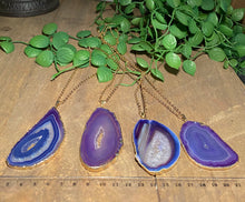 Load image into Gallery viewer, Purple Agate pendant with Gold Electroplating - necklace