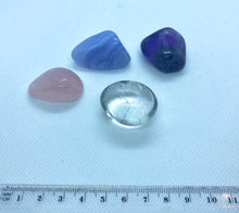 Load image into Gallery viewer, Tumbled stones gift pack - Rose Quartz, Blue Lace Agate, Clear Quartz and Amethyst