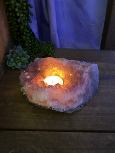 Amethyst Crystal tea light candle holder