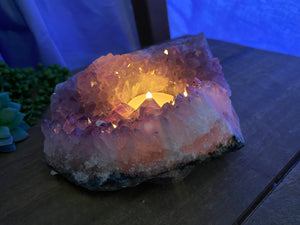 Amethyst Crystal tea light candle holder