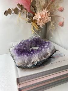 Amethyst Crystal tea light candle holder