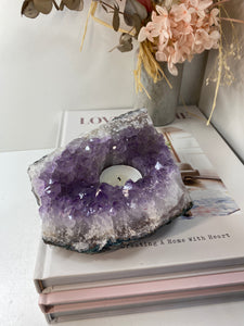 Amethyst Crystal tea light candle holder