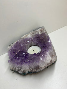 Amethyst Crystal tea light candle holder