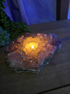 Amethyst Crystal tea light candle holder