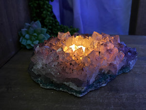 Amethyst Crystal tea light candle holder