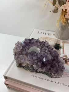 Amethyst Crystal tea light candle holder