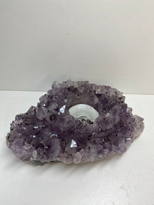 Amethyst Crystal tea light candle holder