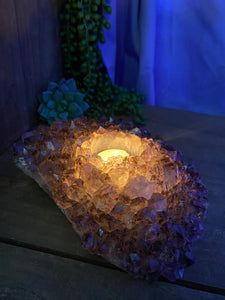 Amethyst Crystal tea light candle holder