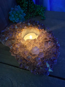 Amethyst Crystal tea light candle holder