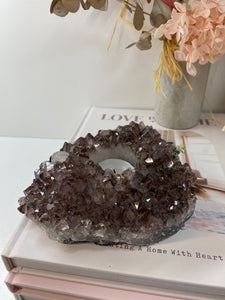 Amethyst Crystal tea light candle holder