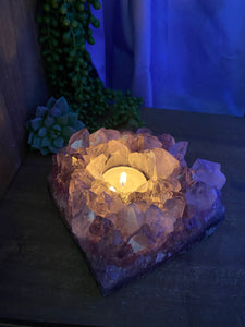 Amethyst Crystal tea light candle holder