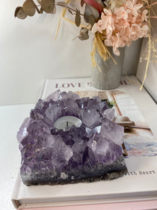 Amethyst Crystal tea light candle holder