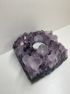 Amethyst Crystal tea light candle holder