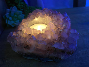 Amethyst Crystal tea light candle holder