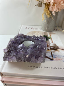 Amethyst Crystal tea light candle holder