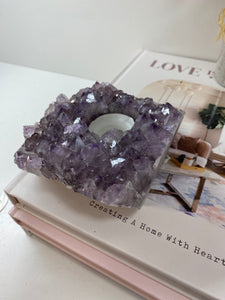 Amethyst Crystal tea light candle holder