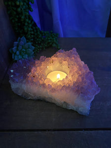 Amethyst Crystal tea light candle holder