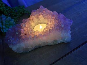 Amethyst Crystal tea light candle holder