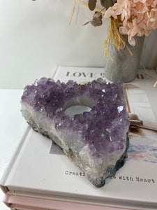 Amethyst Crystal tea light candle holder