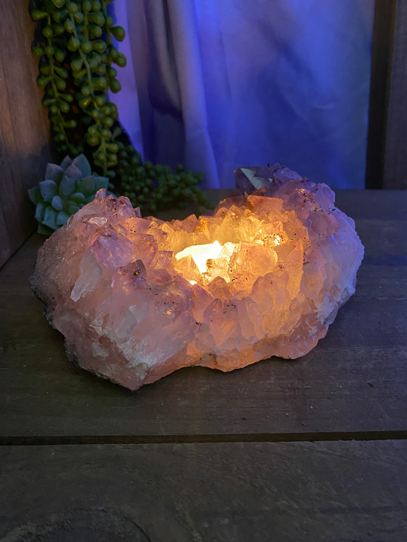 Amethyst Crystal tea light candle holder