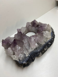 Amethyst Crystal tea light candle holder