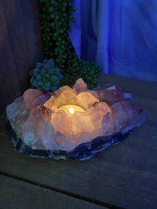 Amethyst Crystal tea light candle holder