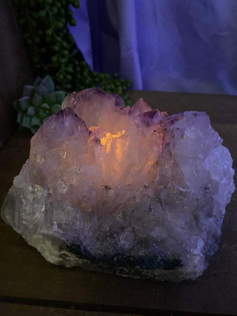 Amethyst Crystal tea light candle holder