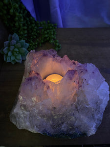 Amethyst Crystal tea light candle holder