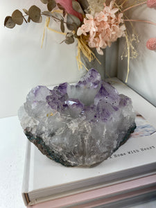 Amethyst Crystal tea light candle holder