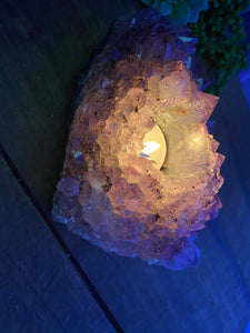 Amethyst Crystal tea light candle holder