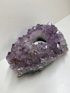 Amethyst Crystal tea light candle holder