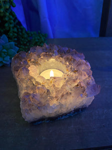 Amethyst Crystal tea light candle holder