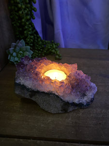 Amethyst Crystal tea light candle holder