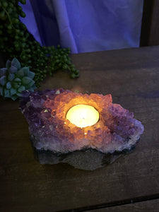 Amethyst Crystal tea light candle holder