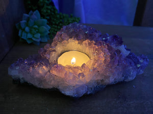 Amethyst Crystal tea light candle holder