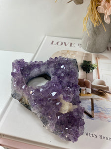 Amethyst Crystal tea light candle holder