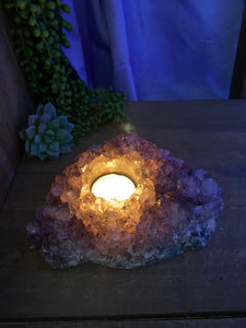 Amethyst Crystal tea light candle holder