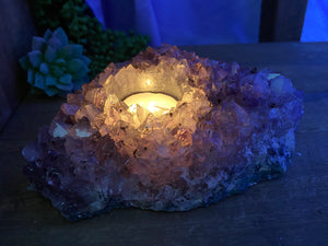 Amethyst Crystal tea light candle holder