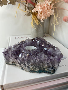 Amethyst Crystal tea light candle holder