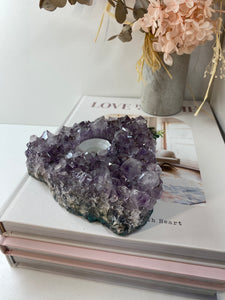 Amethyst Crystal tea light candle holder